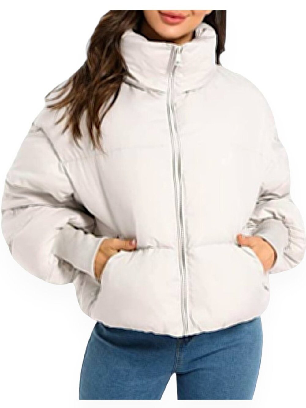 Orolay Womens Winter Oversized Short Down Jacket Crop Zip Puffer Coat NWT New XS